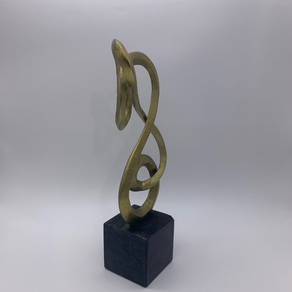 Gold Twisted Metal Treble Clef Shape 13”Bookend/Figurine Sculpture W/Marble Base - Picture 8 of 12